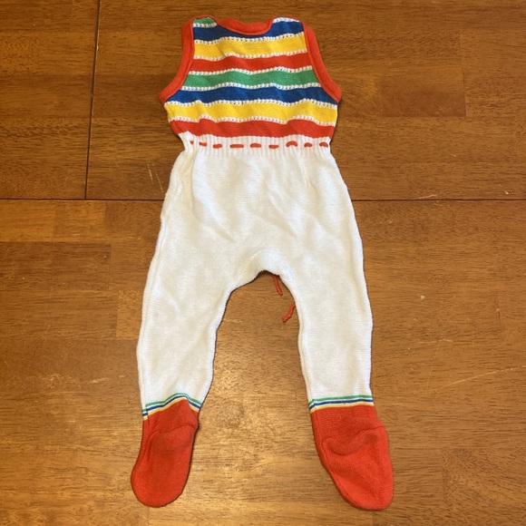 Glanzarn Baby Size 3-6 Months (68cm) German Vintage One Piece Striped Footies - Picture 5 of 9